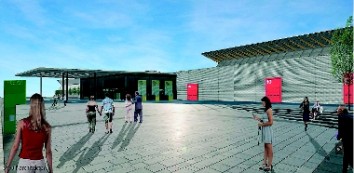 Expansion at Stuttgart Fair: a multi-purpose space is being built at the western entrance. (Photo: wulf architekten)